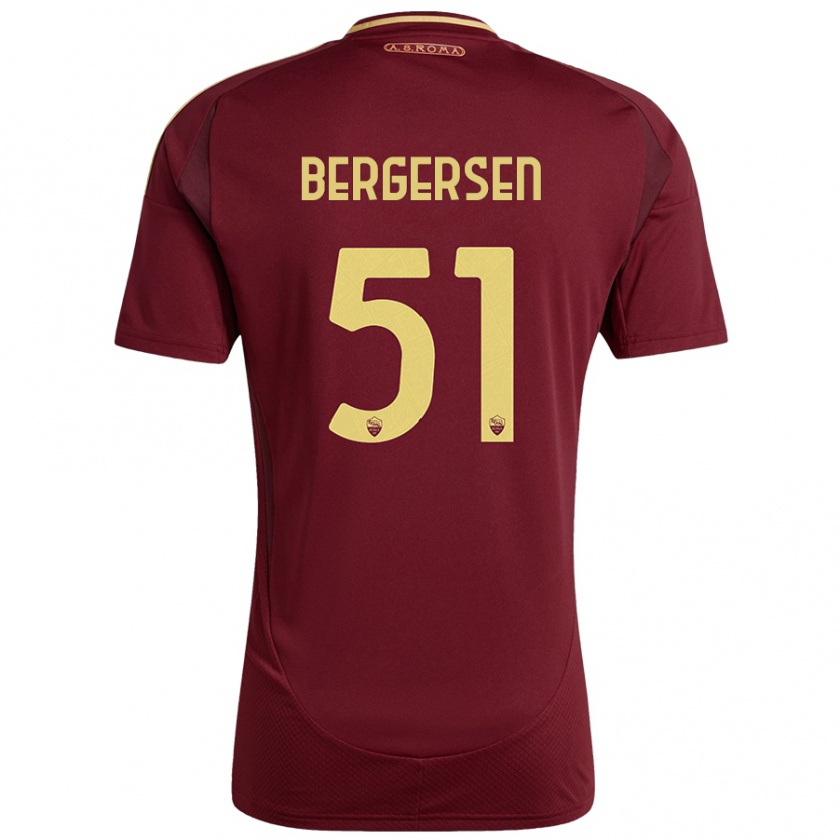 Kandiny Gyermek Mina Bergersen #51 Vörös Barna Arany Hazai Jersey 2024/25 Mez Póló Ing