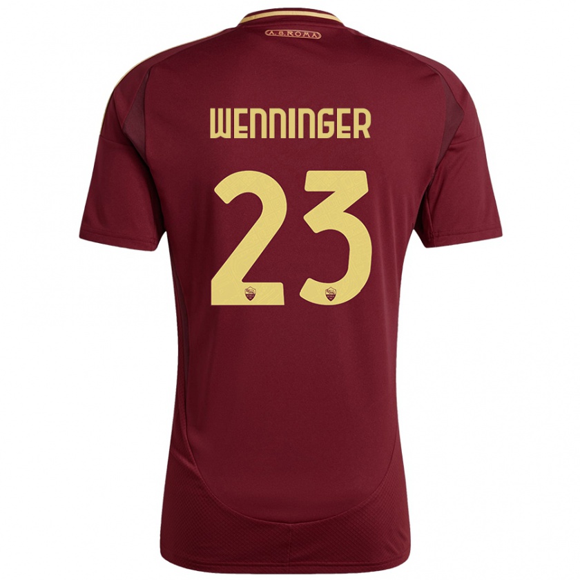 Kandiny Gyermek Carina Wenninger #23 Vörös Barna Arany Hazai Jersey 2024/25 Mez Póló Ing