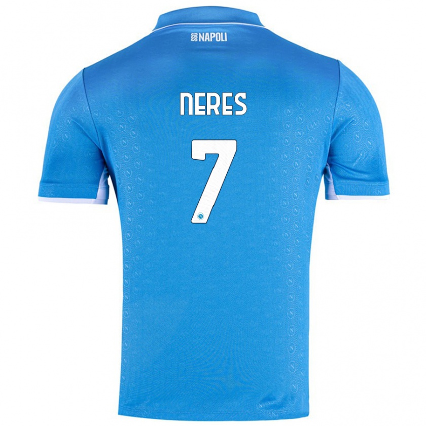 Kandiny Gyermek David Neres #7 Ég Kék Hazai Jersey 2024/25 Mez Póló Ing