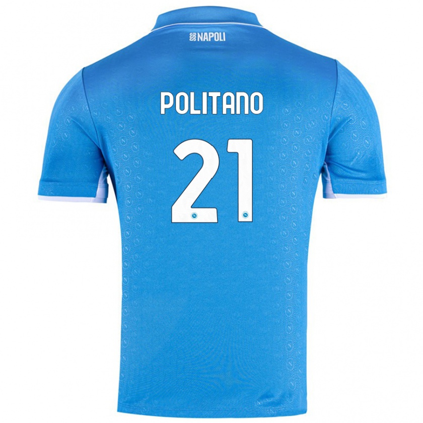 Kandiny Gyermek Matteo Politano #21 Ég Kék Hazai Jersey 2024/25 Mez Póló Ing