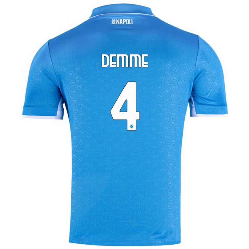 Kandiny Gyermek Diego Demme #4 Ég Kék Hazai Jersey 2024/25 Mez Póló Ing