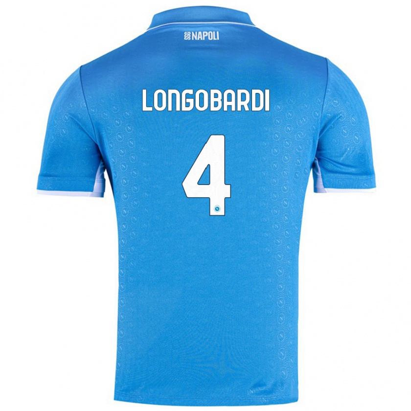 Kandiny Gyermek Salvatore Longobardi #4 Ég Kék Hazai Jersey 2024/25 Mez Póló Ing