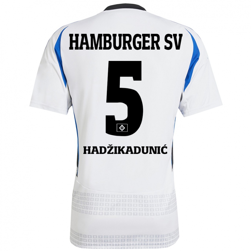 Kandiny Gyermek Dennis Hadzikadunic #5 Fehér Kék Hazai Jersey 2024/25 Mez Póló Ing