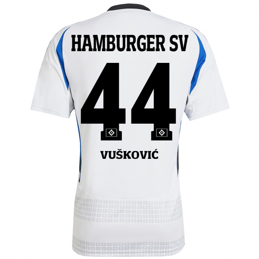 Kandiny Gyermek Mario Vuskovic #44 Fehér Kék Hazai Jersey 2024/25 Mez Póló Ing