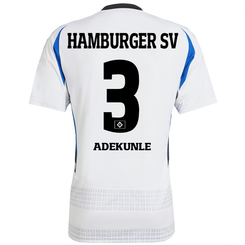 Kandiny Gyermek Noah Adekunle #3 Fehér Kék Hazai Jersey 2024/25 Mez Póló Ing