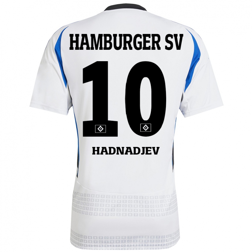 Kandiny Gyermek Marko Hadnadjev #10 Fehér Kék Hazai Jersey 2024/25 Mez Póló Ing