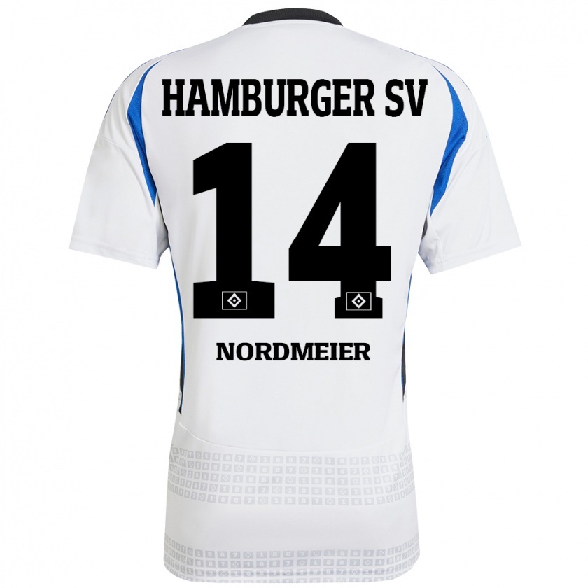 Kandiny Gyermek Quentin Nordmeier #14 Fehér Kék Hazai Jersey 2024/25 Mez Póló Ing