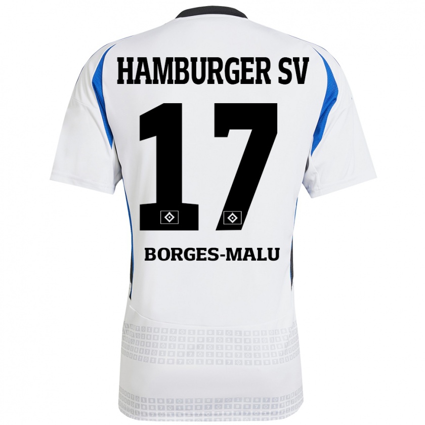 Kandiny Gyermek Louis Borges-Malu #17 Fehér Kék Hazai Jersey 2024/25 Mez Póló Ing