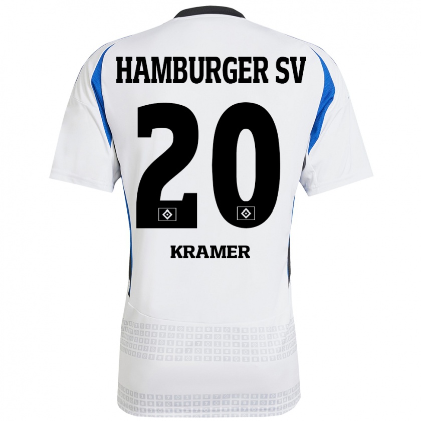 Kandiny Gyermek Timon Kramer #20 Fehér Kék Hazai Jersey 2024/25 Mez Póló Ing