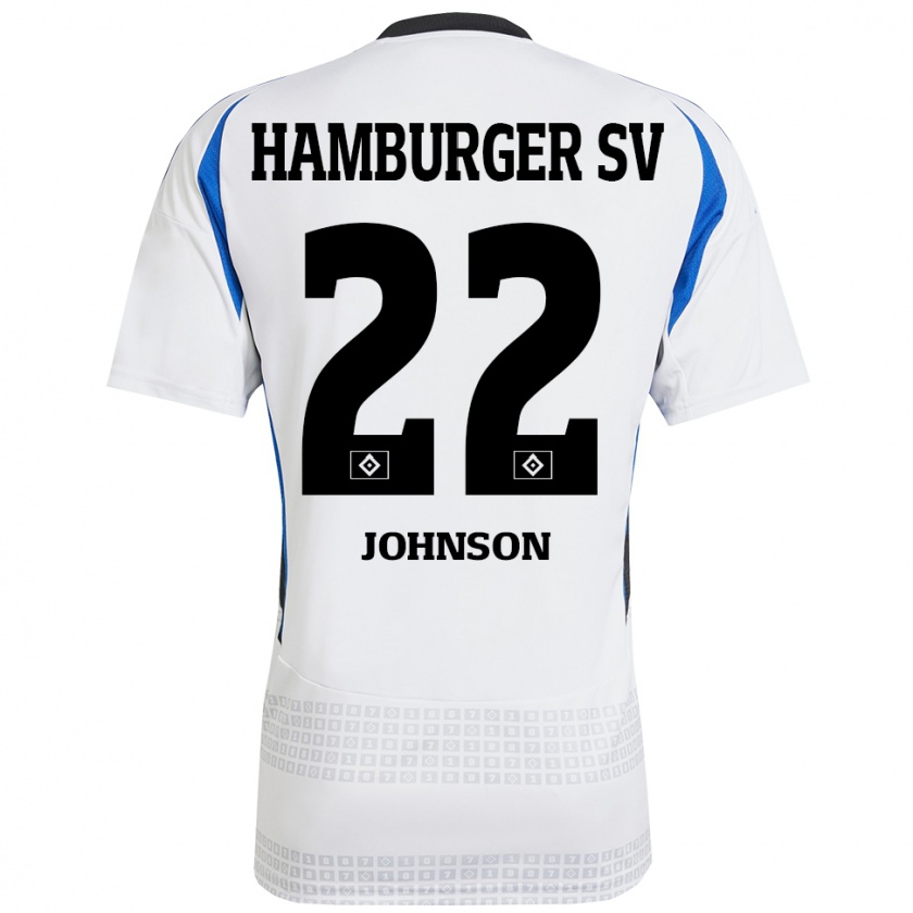 Kandiny Gyermek Emmanuel Johnson #22 Fehér Kék Hazai Jersey 2024/25 Mez Póló Ing