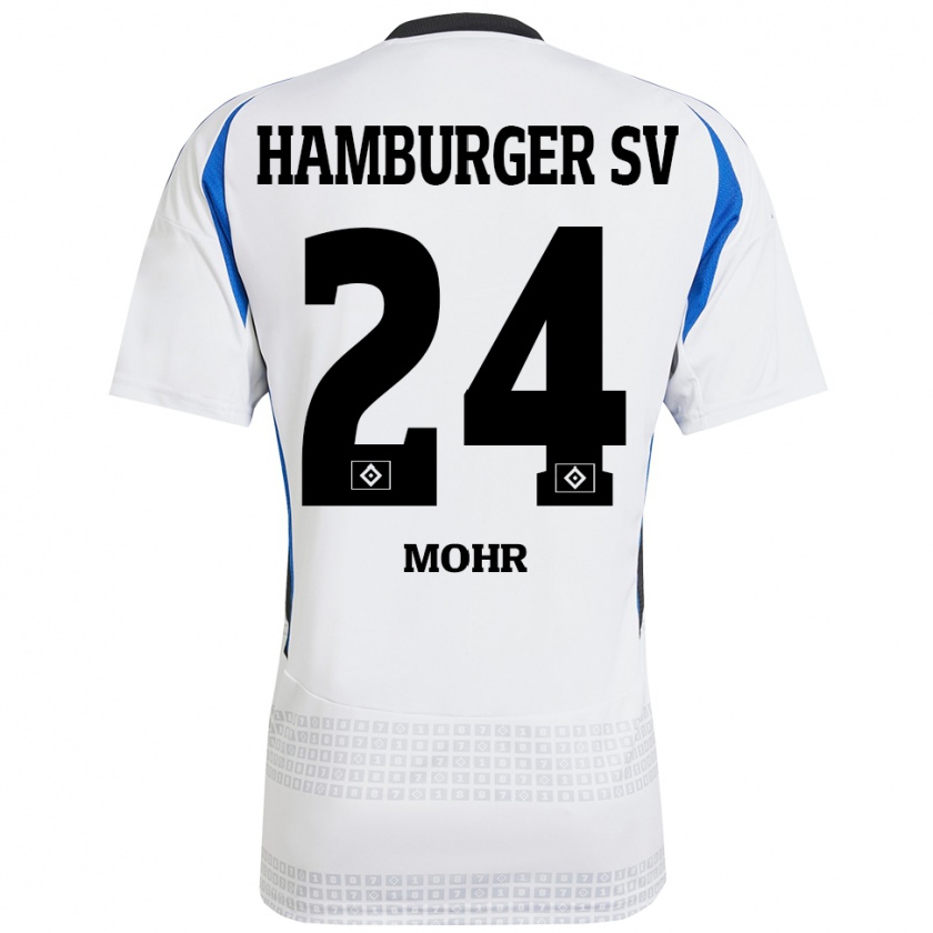 Kandiny Gyermek Jannik Mohr #24 Fehér Kék Hazai Jersey 2024/25 Mez Póló Ing