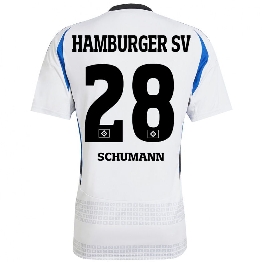 Kandiny Gyermek Henri Schümann #28 Fehér Kék Hazai Jersey 2024/25 Mez Póló Ing