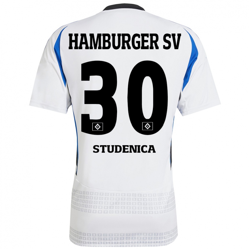 Kandiny Gyermek Aron Studenica #30 Fehér Kék Hazai Jersey 2024/25 Mez Póló Ing