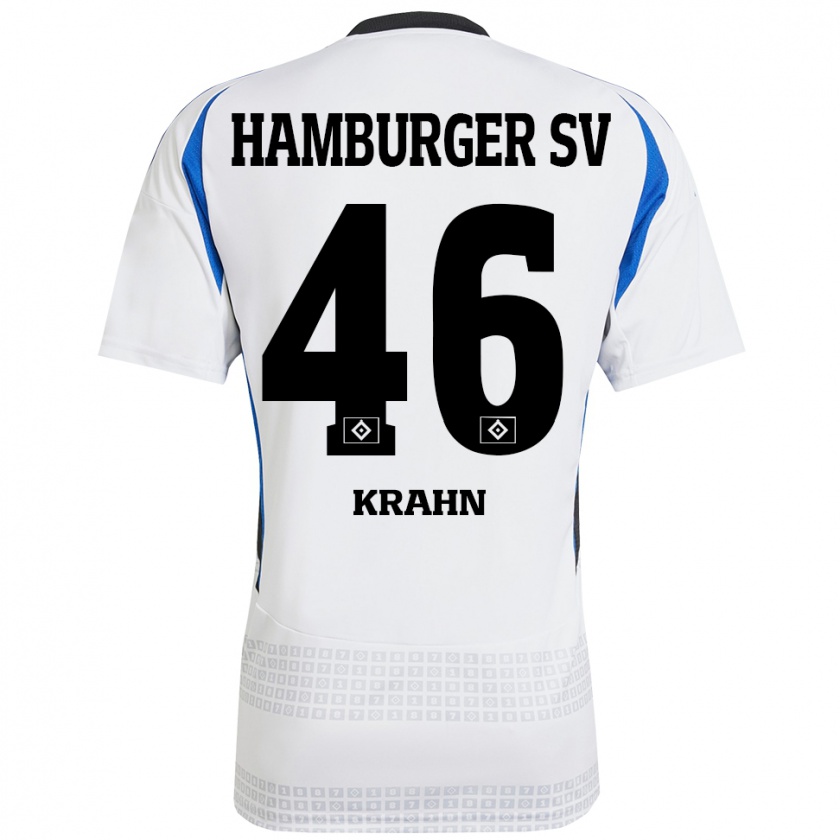 Kandiny Gyermek Elijah Krahn #46 Fehér Kék Hazai Jersey 2024/25 Mez Póló Ing