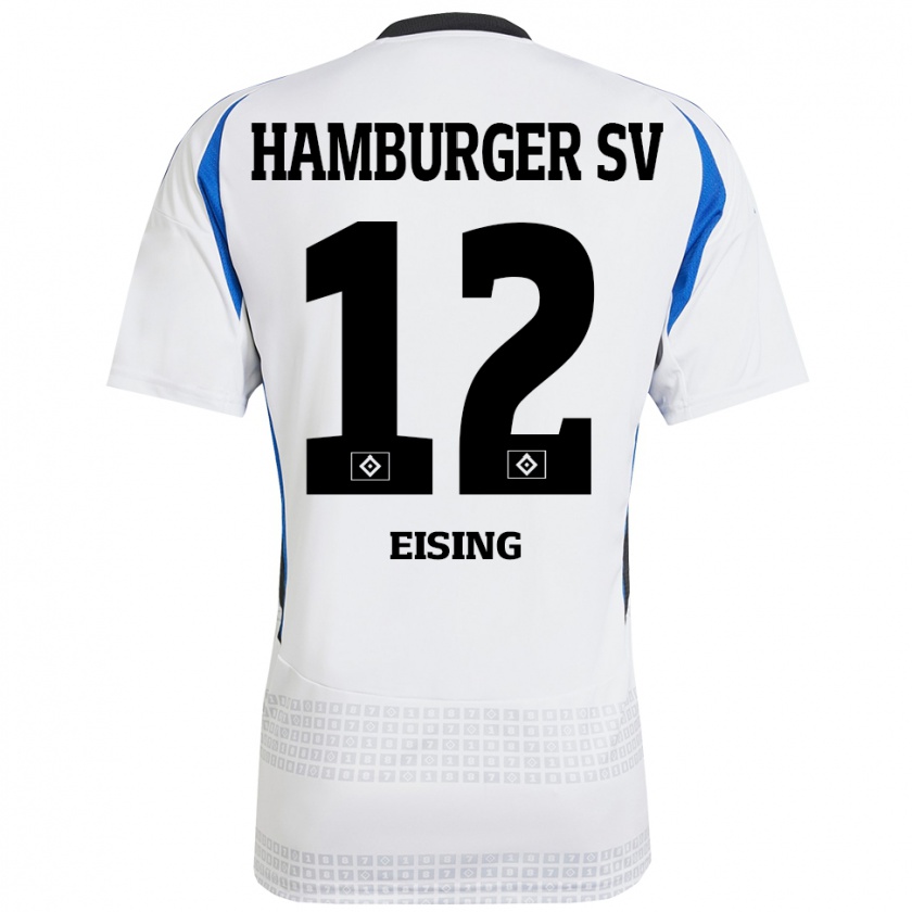 Kandiny Gyermek Luis Eising #12 Fehér Kék Hazai Jersey 2024/25 Mez Póló Ing