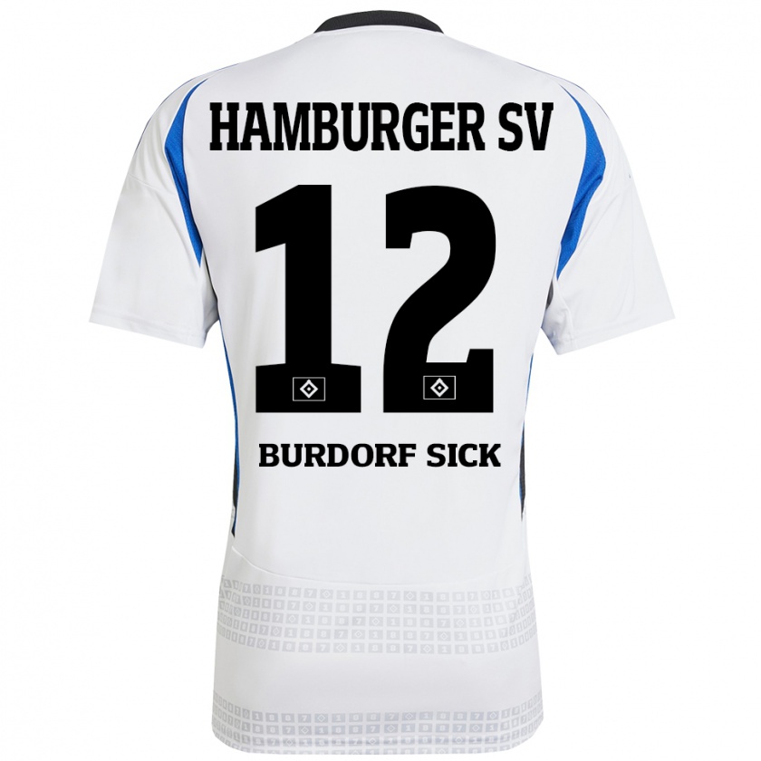 Kandiny Gyermek Emma Burdorf-Sick #12 Fehér Kék Hazai Jersey 2024/25 Mez Póló Ing