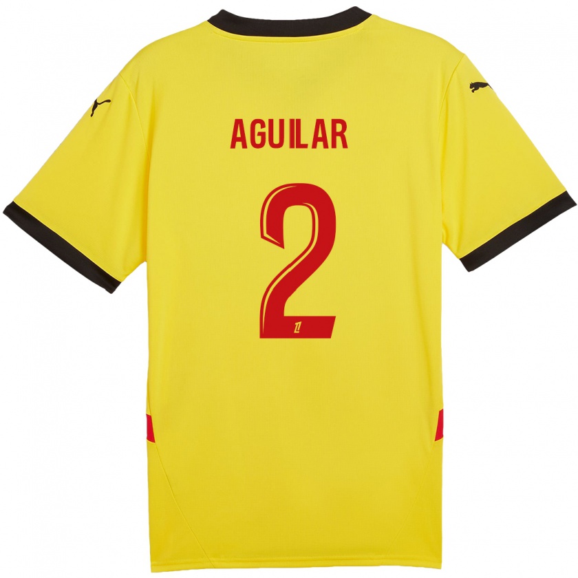 Kandiny Gyermek Ruben Aguilar #2 Sárga Piros Hazai Jersey 2024/25 Mez Póló Ing