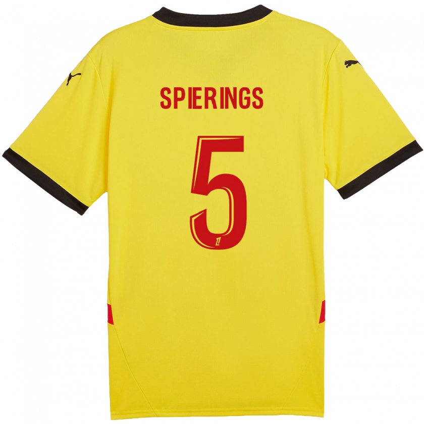 Kandiny Gyermek Stijn Spierings #5 Sárga Piros Hazai Jersey 2024/25 Mez Póló Ing