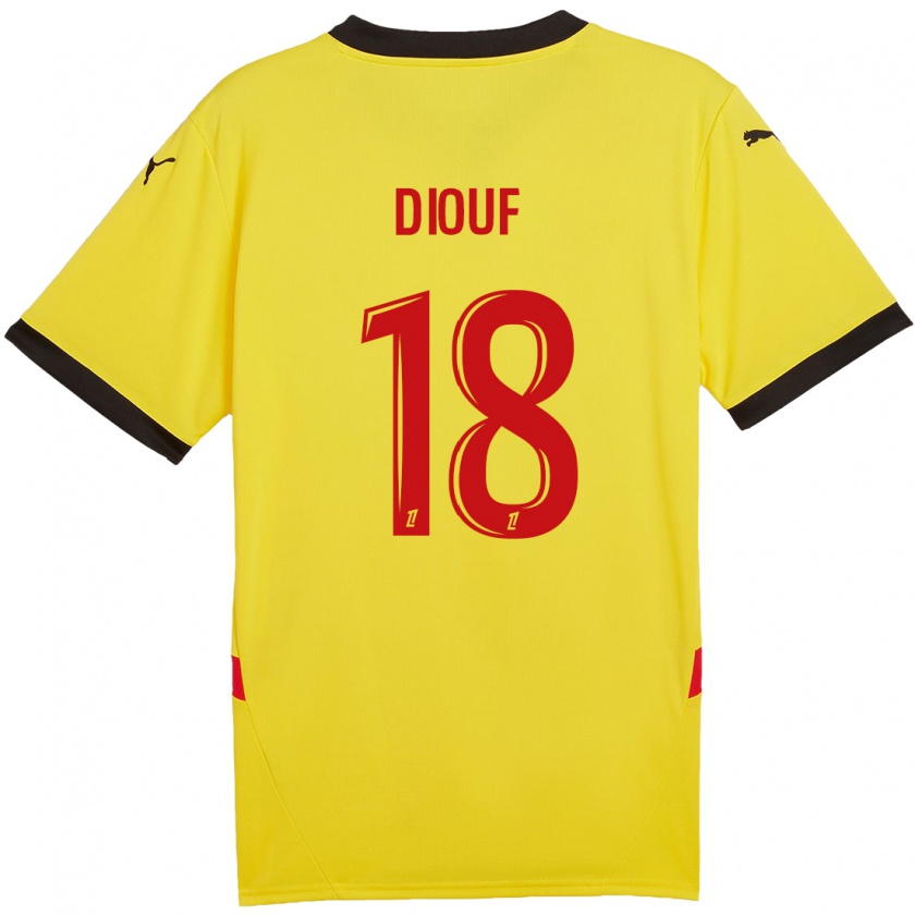 Kandiny Gyermek Andy Diouf #18 Sárga Piros Hazai Jersey 2024/25 Mez Póló Ing