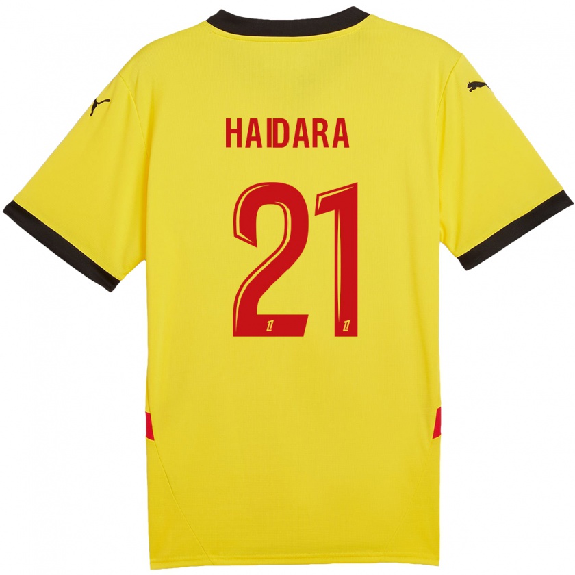 Kandiny Gyermek Massadio Haidara #21 Sárga Piros Hazai Jersey 2024/25 Mez Póló Ing