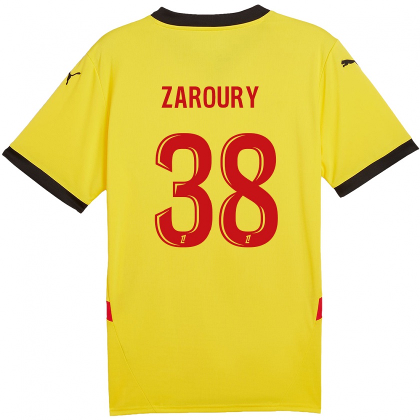 Kandiny Gyermek Anass Zaroury #38 Sárga Piros Hazai Jersey 2024/25 Mez Póló Ing