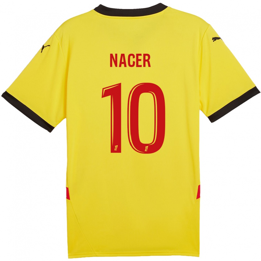 Kandiny Gyermek Myriem Nacer #10 Sárga Piros Hazai Jersey 2024/25 Mez Póló Ing