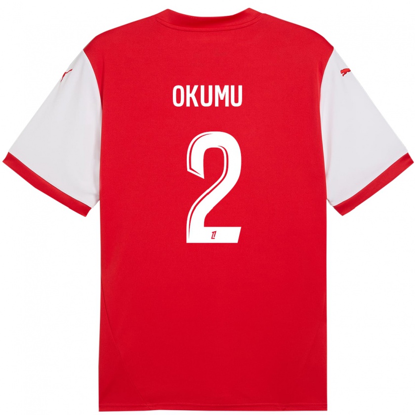 Kandiny Gyermek Joseph Okumu #2 Piros Fehér Hazai Jersey 2024/25 Mez Póló Ing