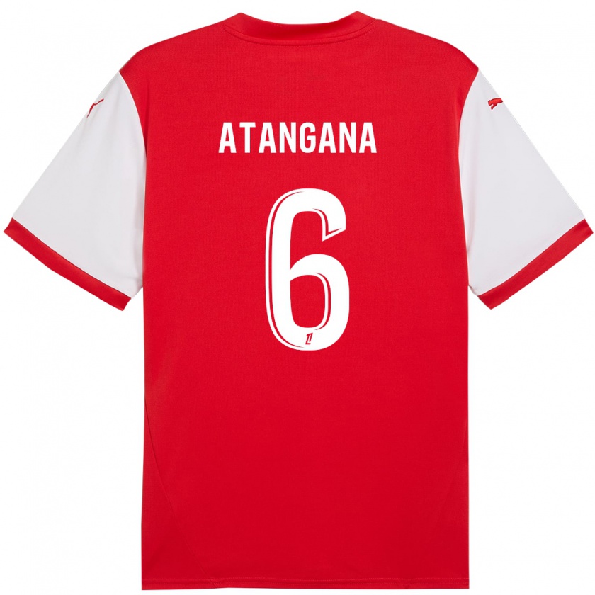 Kandiny Gyermek Valentin Atangana #6 Piros Fehér Hazai Jersey 2024/25 Mez Póló Ing