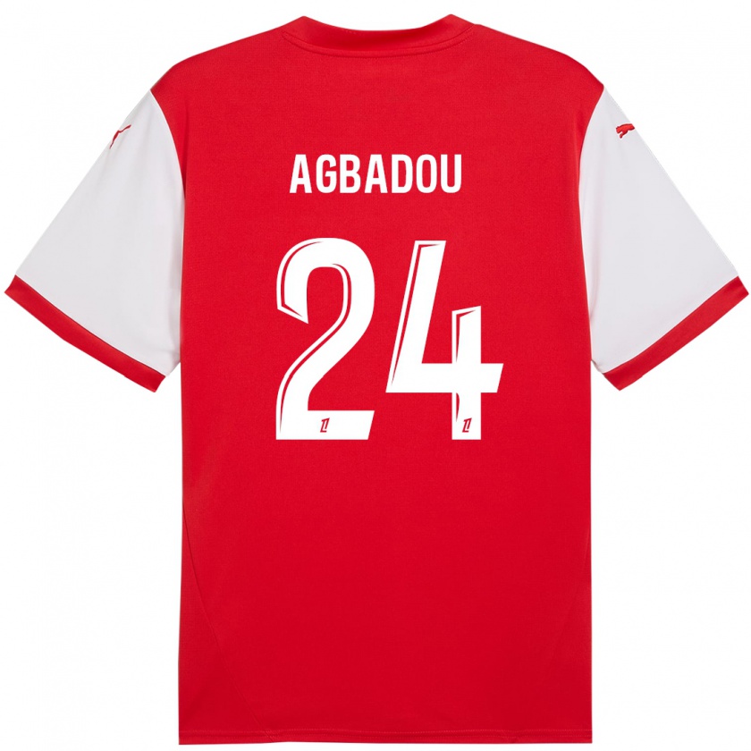 Kandiny Gyermek Emmanuel Agbadou #24 Piros Fehér Hazai Jersey 2024/25 Mez Póló Ing