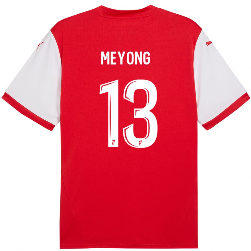 Kandiny Gyermek Charlène Meyong #13 Piros Fehér Hazai Jersey 2024/25 Mez Póló Ing