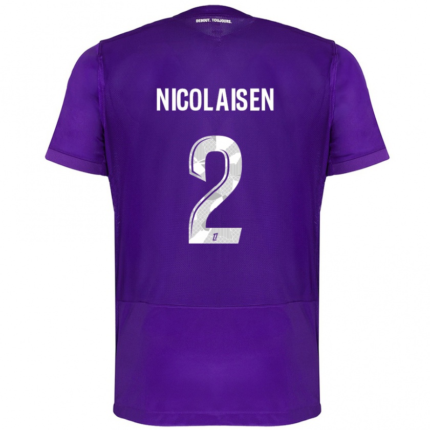 Kandiny Gyermek Rasmus Nicolaisen #2 Lila Fehér Hazai Jersey 2024/25 Mez Póló Ing