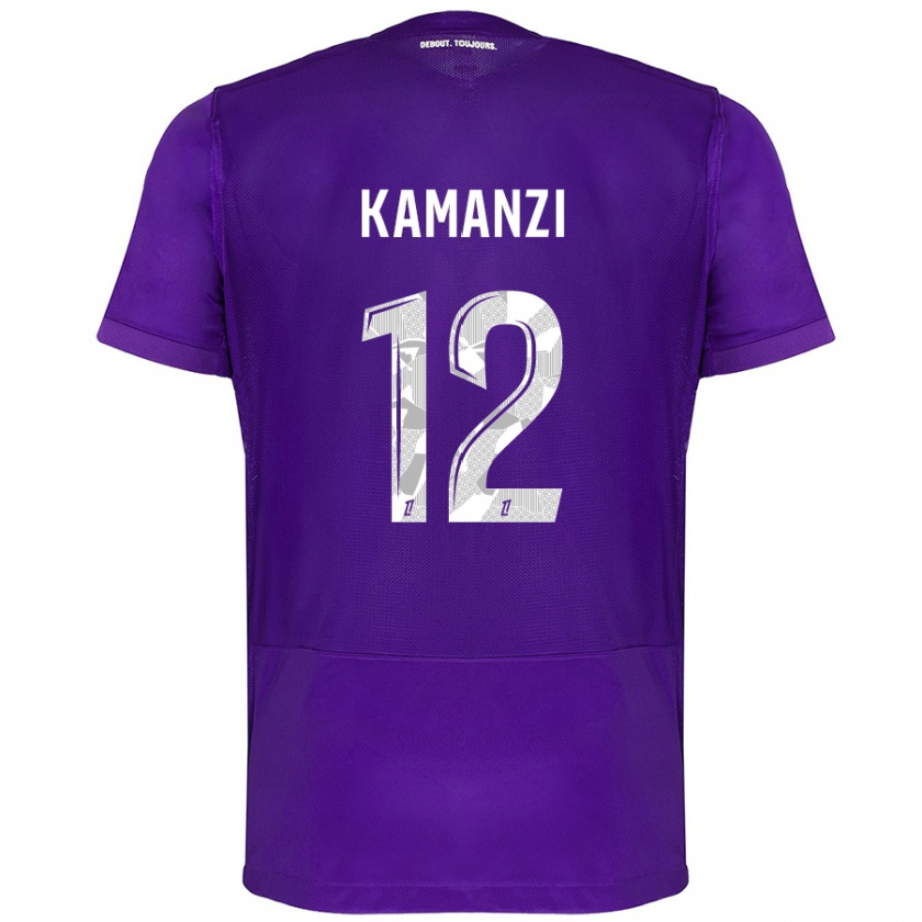 Kandiny Gyermek Warren Kamanzi #12 Lila Fehér Hazai Jersey 2024/25 Mez Póló Ing