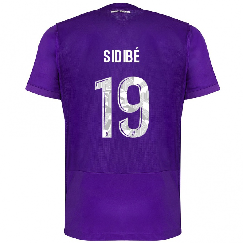 Kandiny Gyermek Djibril Sidibé #19 Lila Fehér Hazai Jersey 2024/25 Mez Póló Ing