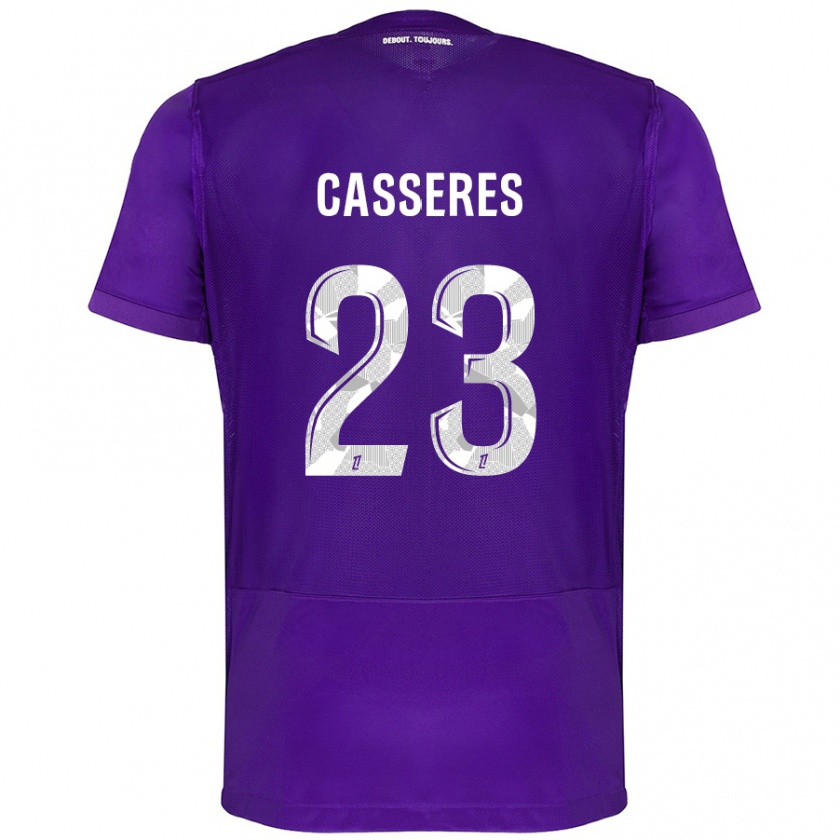 Kandiny Gyermek Cristian Cásseres Jr. #23 Lila Fehér Hazai Jersey 2024/25 Mez Póló Ing