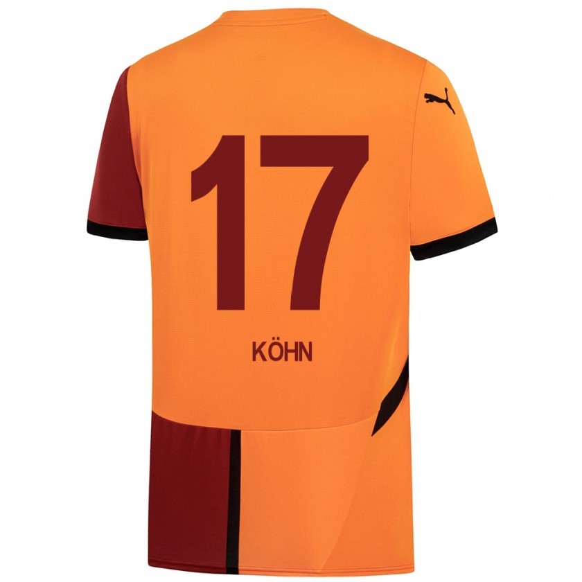 Kandiny Gyermek Derrick Köhn #17 Sárga Piros Hazai Jersey 2024/25 Mez Póló Ing