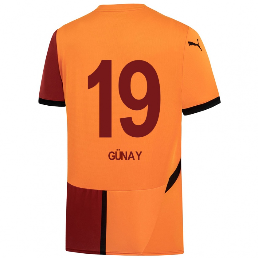 Kandiny Gyermek Günay Güvenç #19 Sárga Piros Hazai Jersey 2024/25 Mez Póló Ing