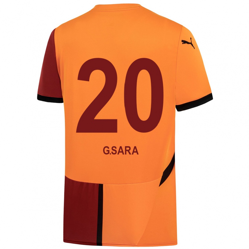 Kandiny Gyermek Gabriel Sara #20 Sárga Piros Hazai Jersey 2024/25 Mez Póló Ing