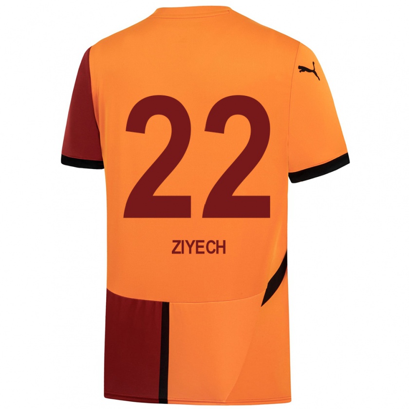 Kandiny Gyermek Hakim Ziyech #22 Sárga Piros Hazai Jersey 2024/25 Mez Póló Ing