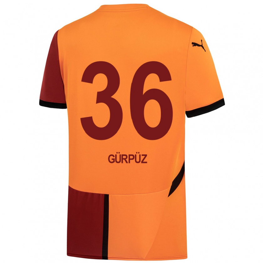 Kandiny Gyermek Gökdeniz Gürpüz #36 Sárga Piros Hazai Jersey 2024/25 Mez Póló Ing