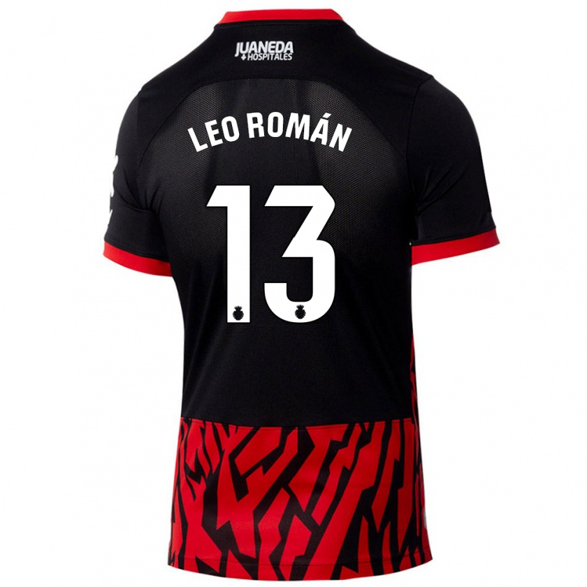 Kandiny Gyermek Leo Román #13 Fekete Piros Hazai Jersey 2024/25 Mez Póló Ing