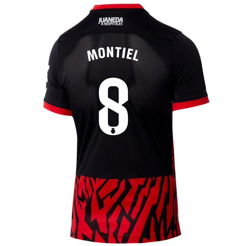 Kandiny Gyermek Luis Montiel #8 Fekete Piros Hazai Jersey 2024/25 Mez Póló Ing