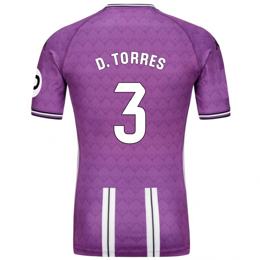 Kandiny Gyermek David Torres #3 Lila Fehér Hazai Jersey 2024/25 Mez Póló Ing