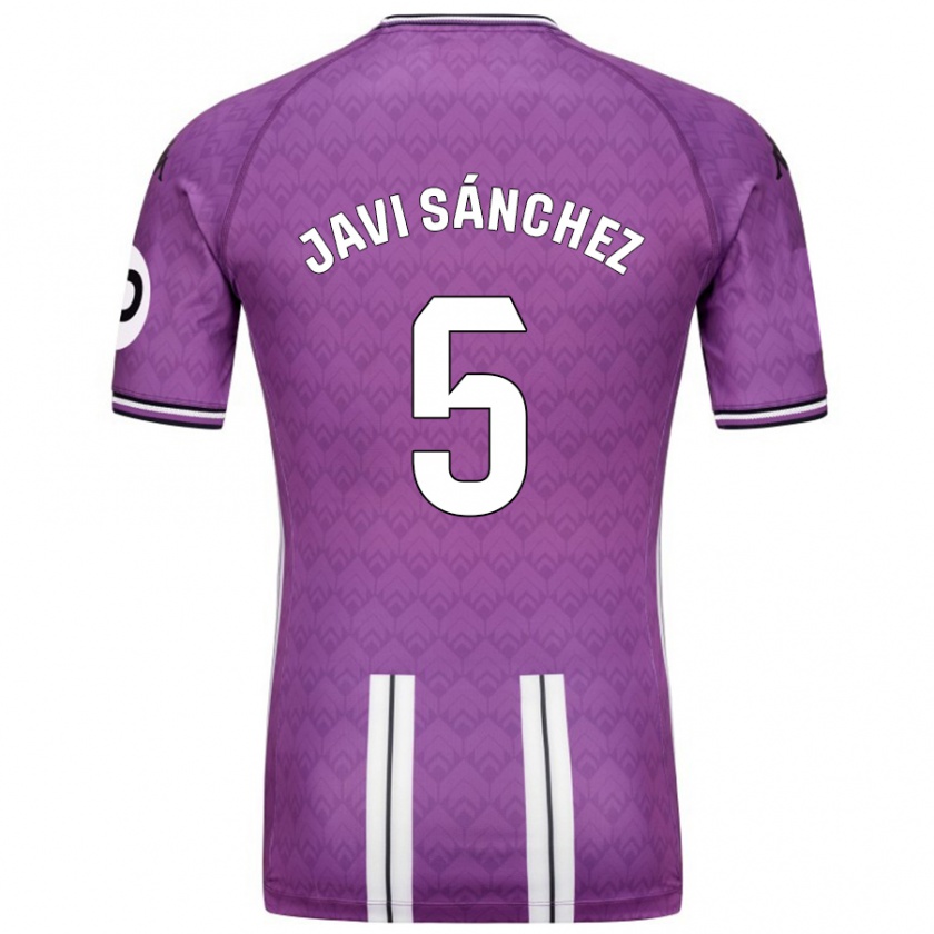 Kandiny Gyermek Javi Sánchez #5 Lila Fehér Hazai Jersey 2024/25 Mez Póló Ing