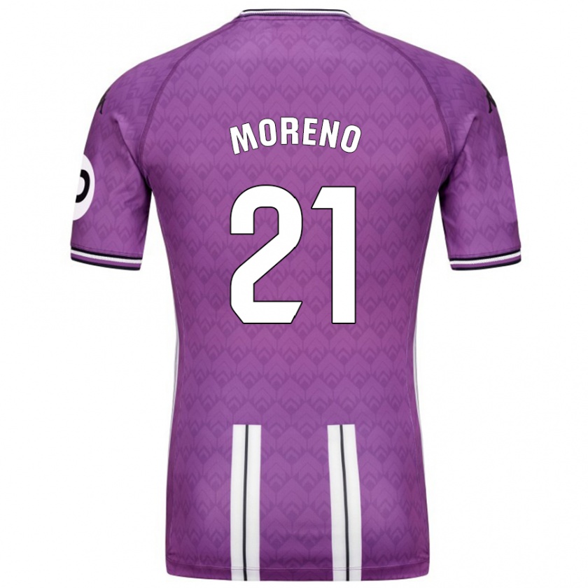 Kandiny Gyermek Xavi Moreno #21 Lila Fehér Hazai Jersey 2024/25 Mez Póló Ing