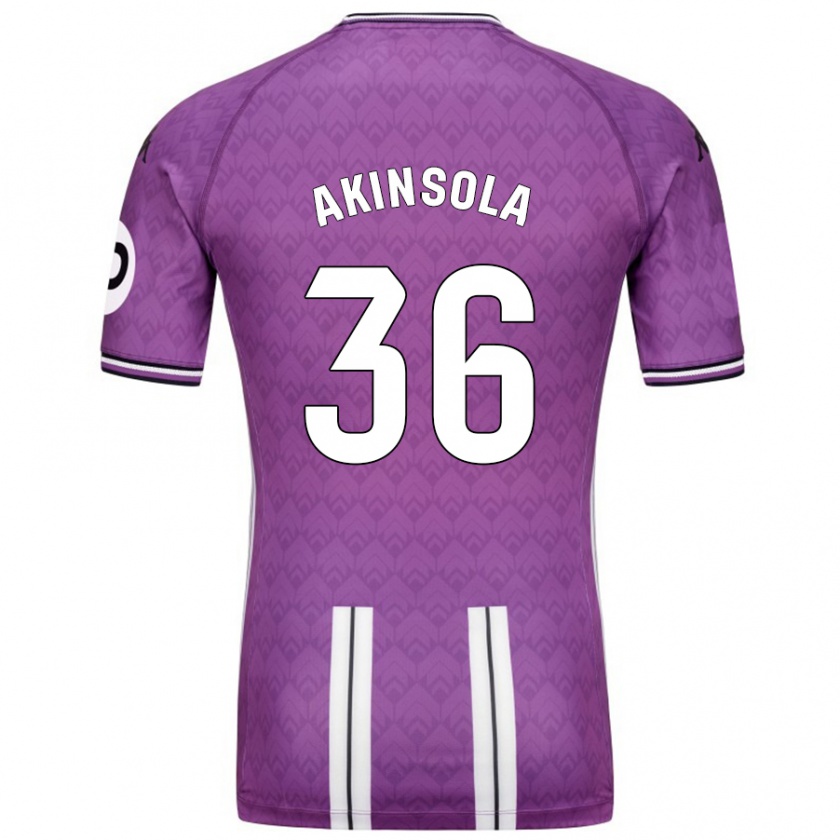 Kandiny Gyermek Tunde Akinsola #36 Lila Fehér Hazai Jersey 2024/25 Mez Póló Ing