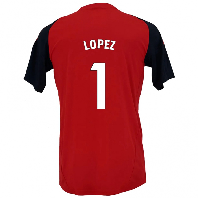 Kandiny Gyermek Luis López #1 Piros Fekete Hazai Jersey 2024/25 Mez Póló Ing