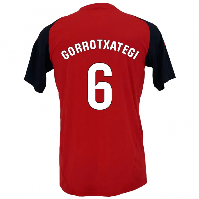 Kandiny Gyermek Jon Gorrotxategi #6 Piros Fekete Hazai Jersey 2024/25 Mez Póló Ing