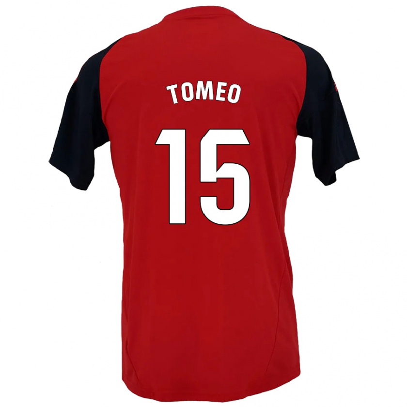 Kandiny Gyermek Pablo Tomeo #15 Piros Fekete Hazai Jersey 2024/25 Mez Póló Ing