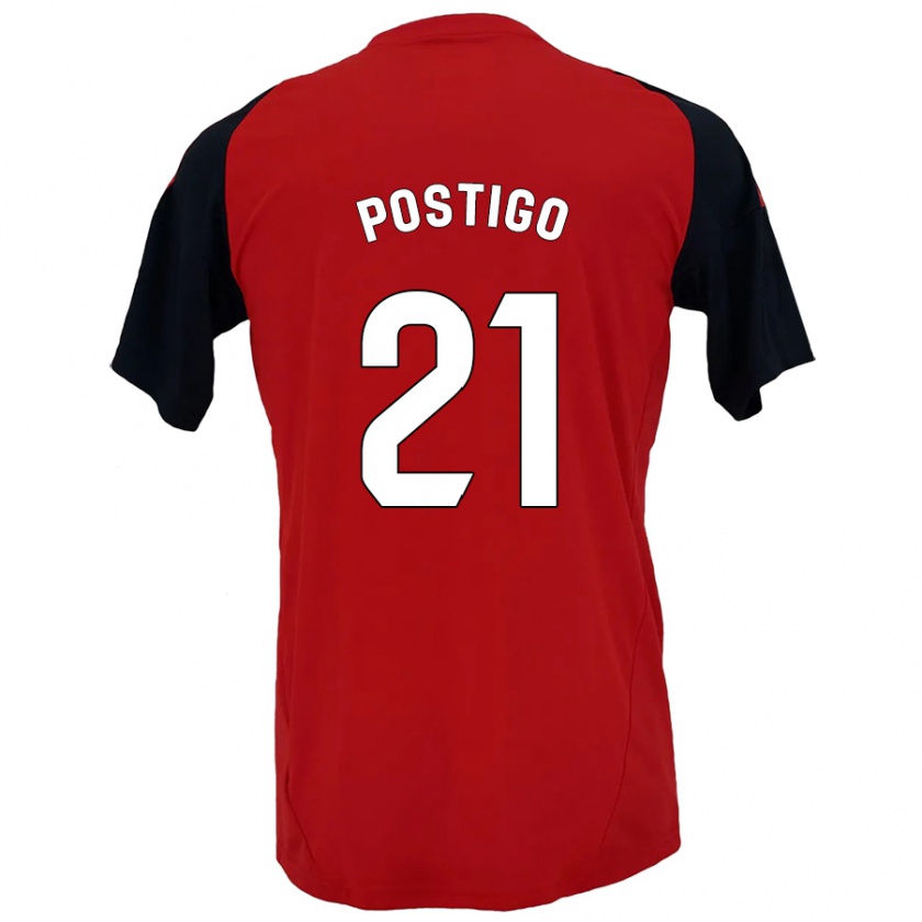 Kandiny Gyermek Sergio Postigo #21 Piros Fekete Hazai Jersey 2024/25 Mez Póló Ing