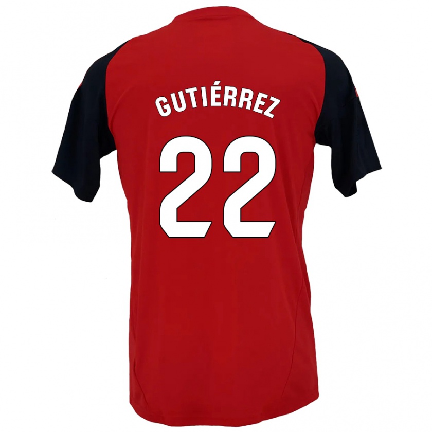 Kandiny Gyermek Juan Gutiérrez #22 Piros Fekete Hazai Jersey 2024/25 Mez Póló Ing